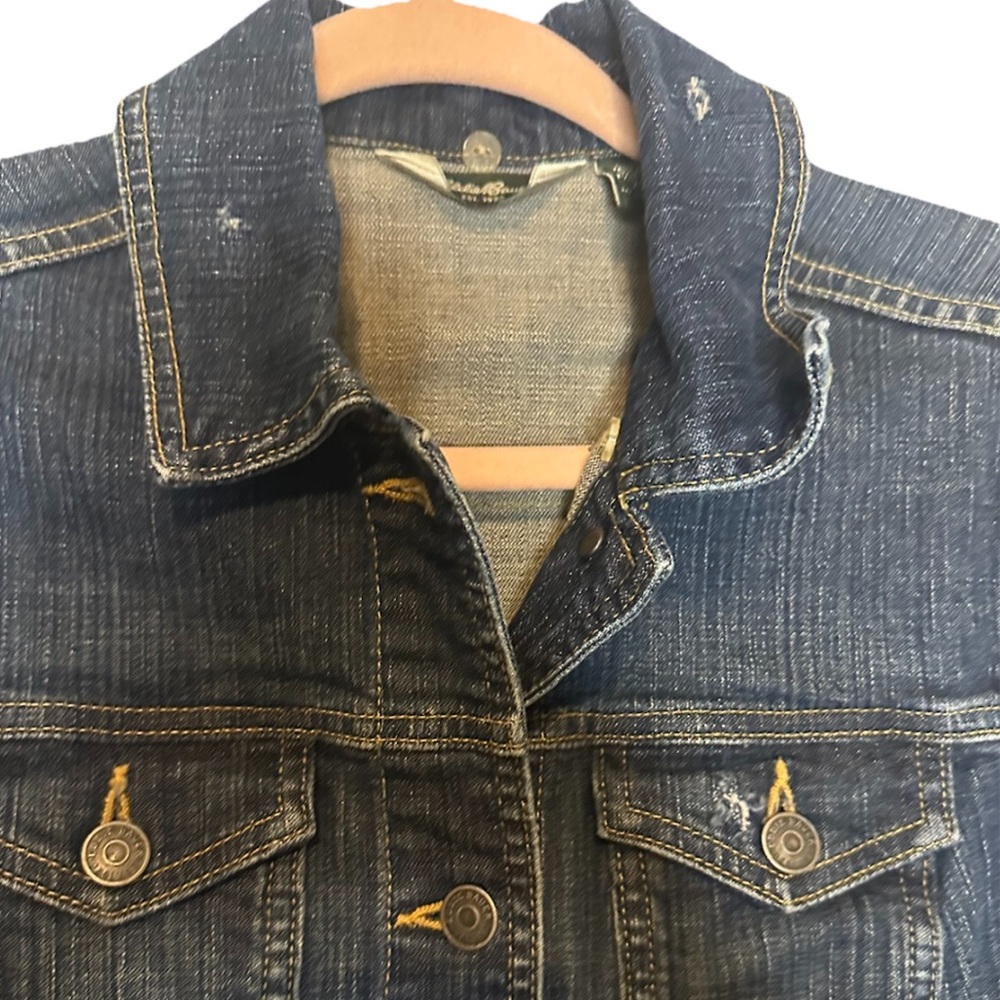 Vintage Y2K Eddie Bauer Cropped Denim Jean Jacket Womens XS - Picture 4 of 8